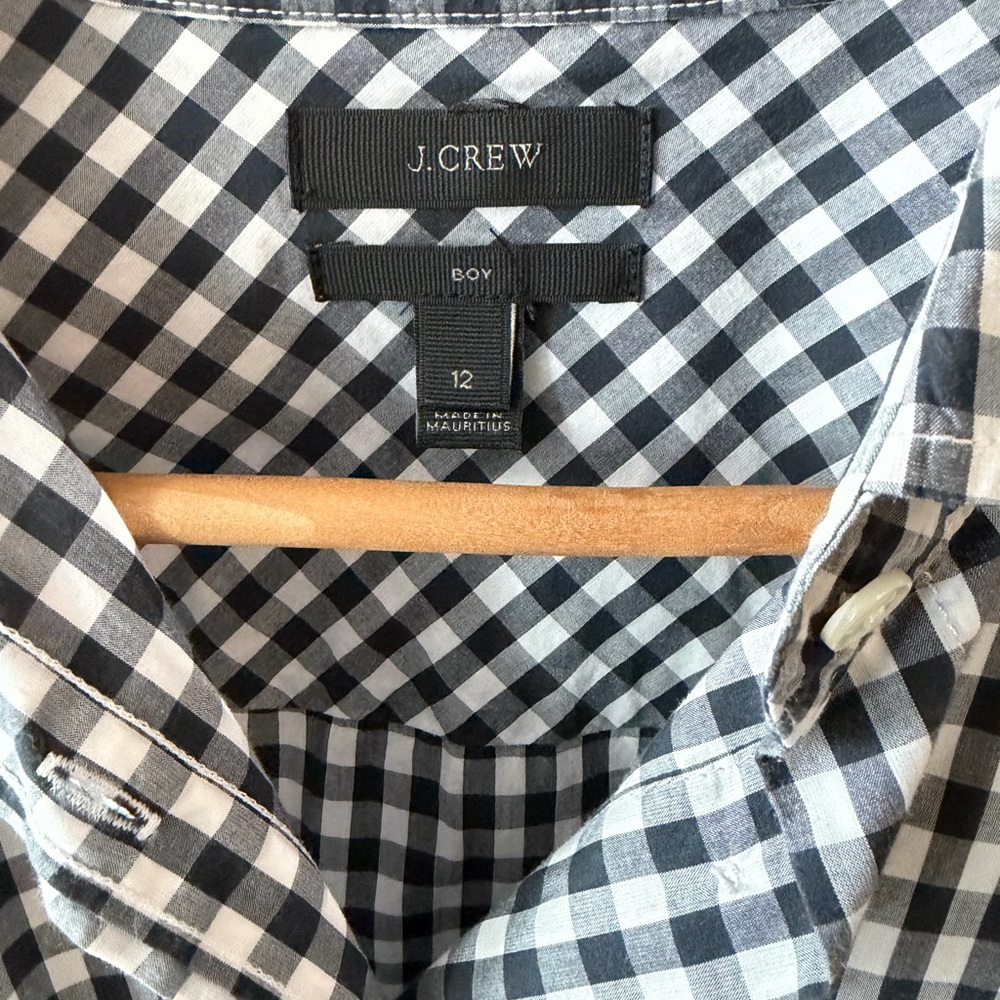 J. Crew Gingham Black and White Shirt